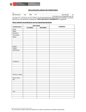 Peru Parental Relationship Affidavit