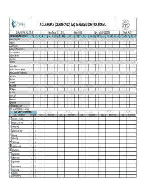 Emergency Vehicle Crash-Card Medical Supply Checklist