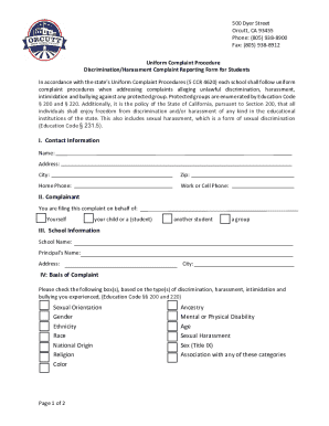 California Discrimination/Harassment Complaint Form