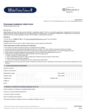 Overseas Treatment Claim Form