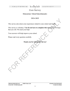 California Elementary School Questionnaire