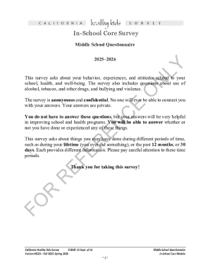 California Healthy Kids Survey Middle School Questionnaire