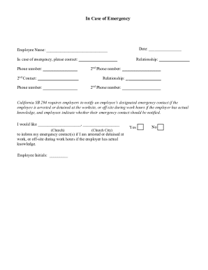 California Emergency Contact Form