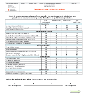 Patient Satisfaction Survey Form