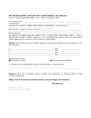Italian Stamp Duty Declaration Form
