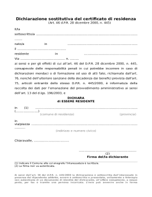 Italian Residence Certificate Declaration