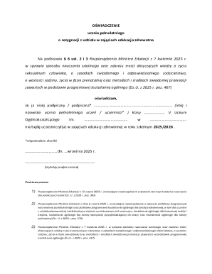 Student Waiver for Health Education Classes