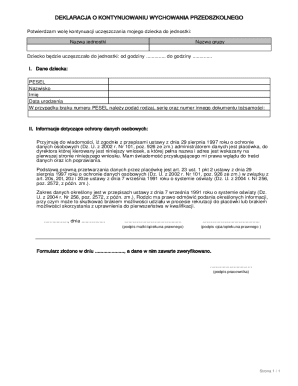 Polish Preschool Continuation Declaration