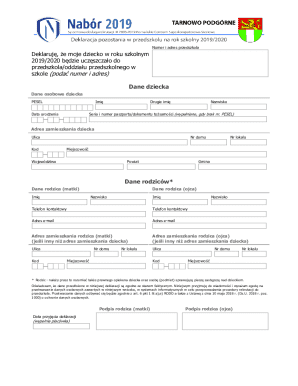 Polish Kindergarten Enrollment Declaration