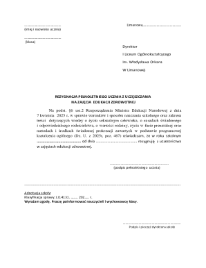 Resignation from Health Education Classes