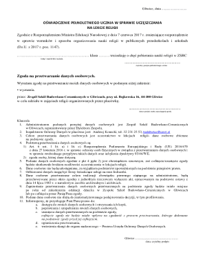 Polish Student Religious Education Consent Form