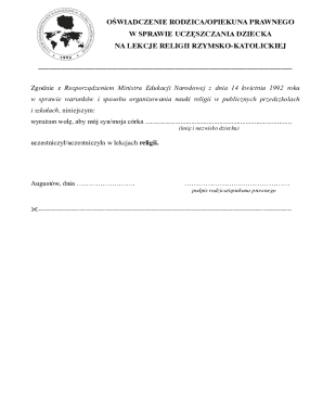 Parental Consent for Catholic Religion Classes