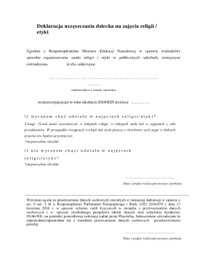 Polish Religion or Ethics Attendance Declaration