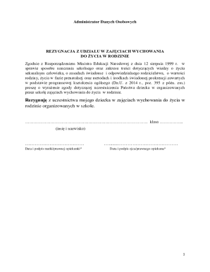 Resignation from Family Life Education Classes