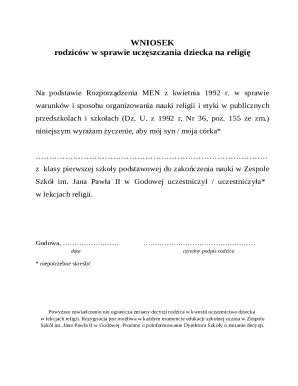 Parental Request for Child's Religious Education