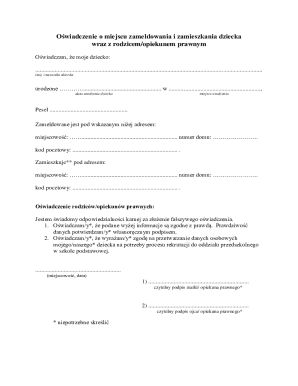Child Residence Declaration Form