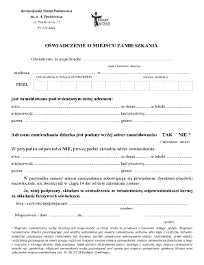 Polish Residence Declaration Form