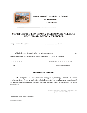 Polish Family Life Education Waiver