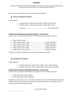 Polish Diploma and Supplement Request Form