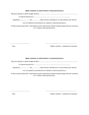 Parental Consent for Child's Event Participation