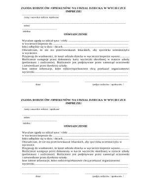 Parental Consent for Child's Participation in Excursion