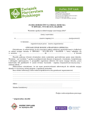 Parental Consent for Child Participation in Scouting Event