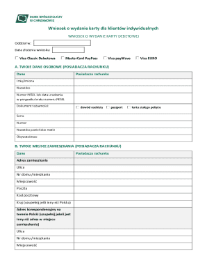 Debit Card Application Form