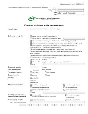 Wniosek o udzielenie kredytu gotówkowego