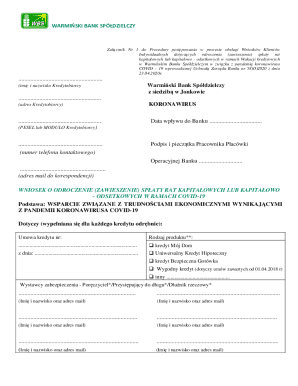 Warmia Bank Loan Deferment Application