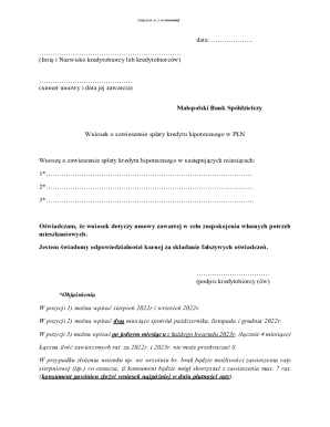 Małopolski Bank Spółdzielczy Mortgage Payment Suspension Request