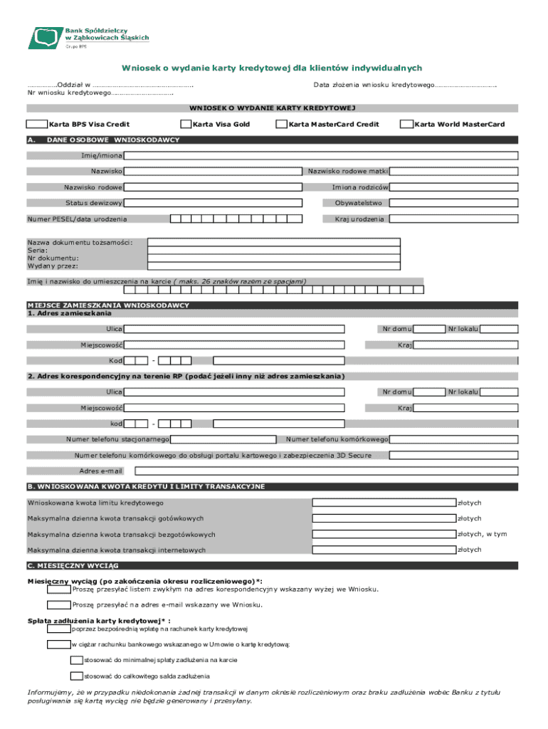 Credit Card Application Form - Blank Fillable Template | Fill Out ...