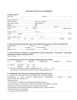 Oświadczenie Zleceniobiorcy Form