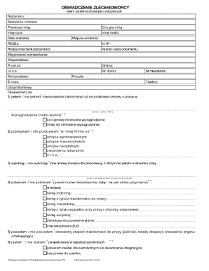 Oświadczenie Zleceniobiorcy Form
