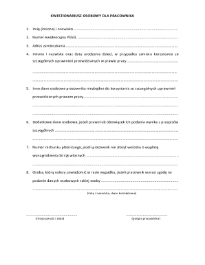 Employee Personal Questionnaire