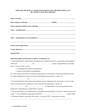Polish Tax and ZUS Insurance Declaration