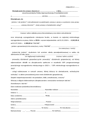 Oświadczenie do Umowy Zlecenia