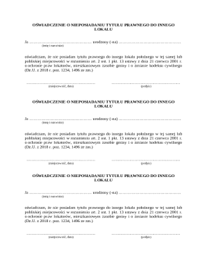 Oświadczenie o Nieposiadaniu Tytułu Prawnego do Innego Lokalu