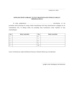 Declaration of No Legal Title to Another Residential Premise