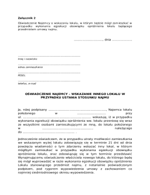 Tenant Declaration of Alternative Residence