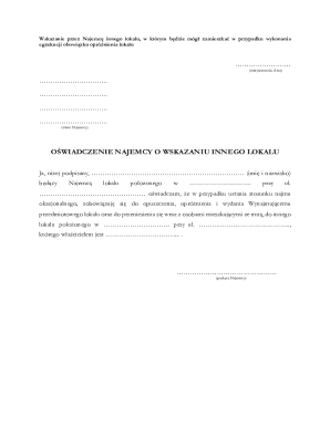 Tenant Declaration of Alternative Residence