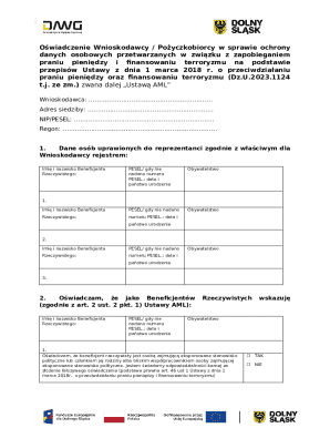 AML Data Protection Declaration Form