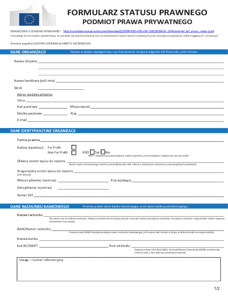 EU Legal Entity Form - Blank Fillable Template | Fill Out, Print ...