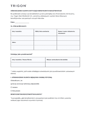 Beneficjent Rzeczywisty Client Declaration
