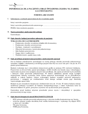 Medical Consent Form for Gastroscopy