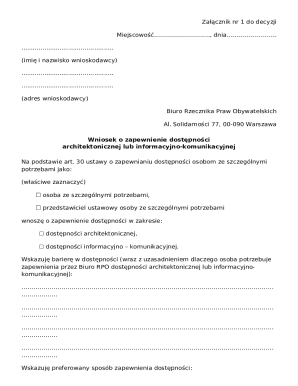 Wniosek o zapewnienie dostępności architektonicznej lub informacyjno-komunikacyjnej