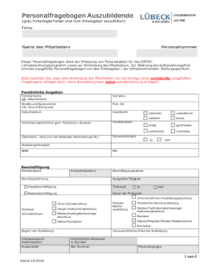 German Apprentice Employee Form