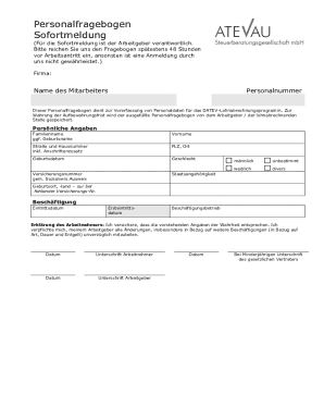 German Employee Information Form