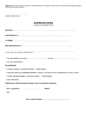 Załącznik nr 4 do formularza wniosku o dofinansowanie ze środków kosztów nauki