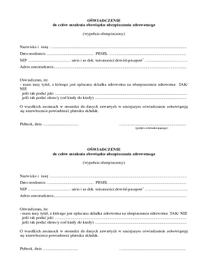 Health Insurance Obligation Declaration Form