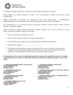 New Jersey Charity Care Application Form